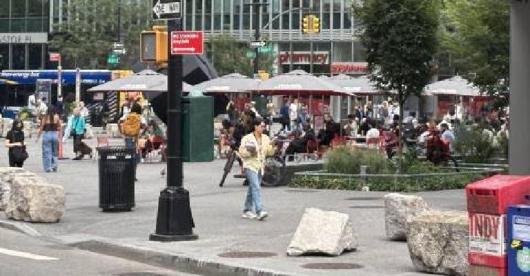 Broadway and 8th: a cyclist down, a pattern unbroken